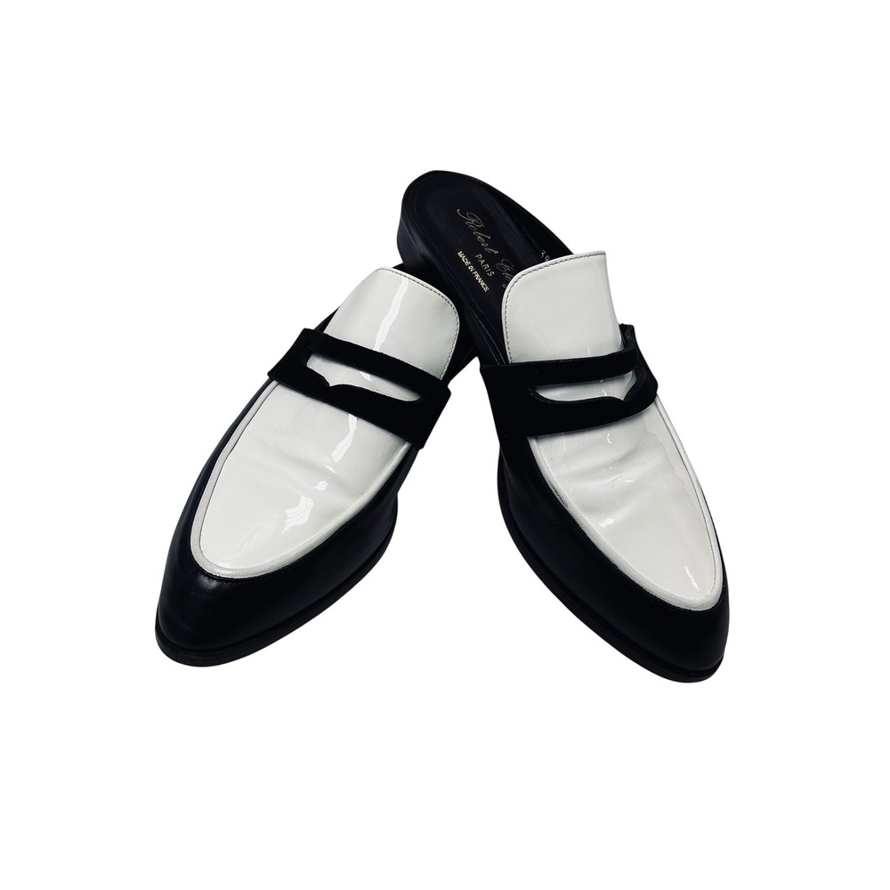 Robert Clergerie Mule Penny Loafers 39.5 France 2 Tone Leather Preppy Minimalist